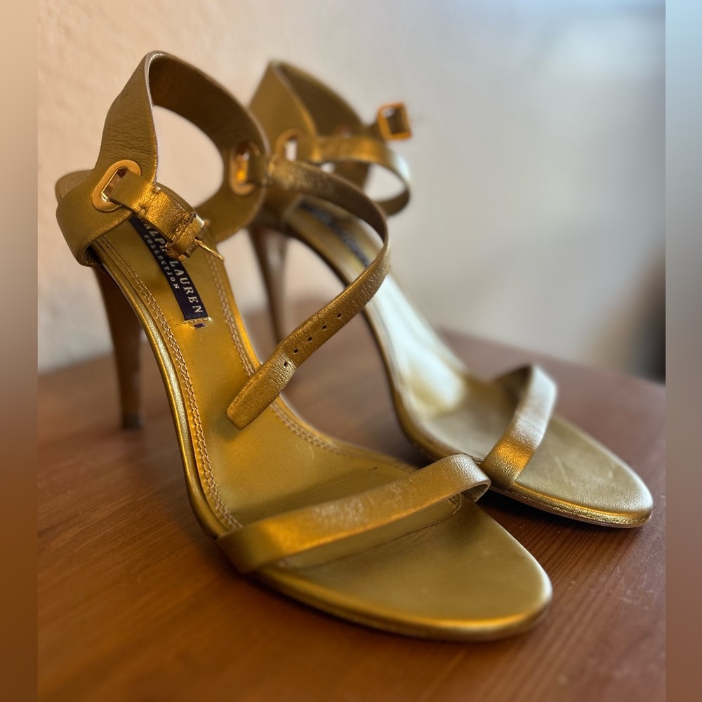 Ralph Lauren Collection- metallic gold stilettos